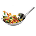 34cm High-Grade Stainless Steel Frying Pan Cauldron Wok with Long Handle