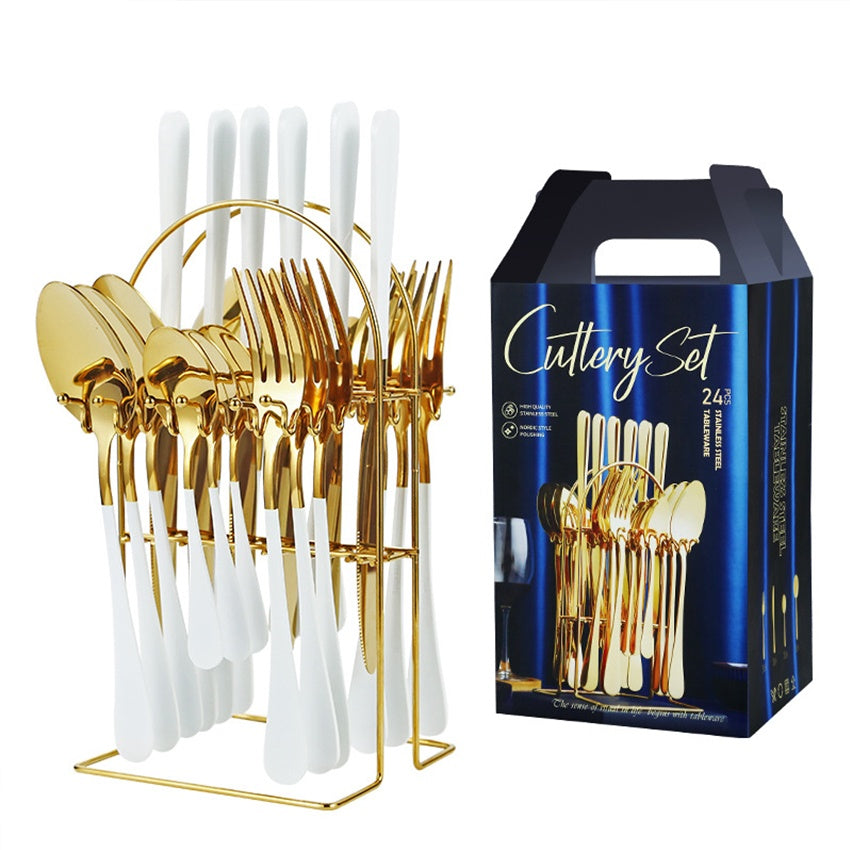 Stainless Steel Cutlery 24 Pieces Set Spoon  Fork  Knife with Holder