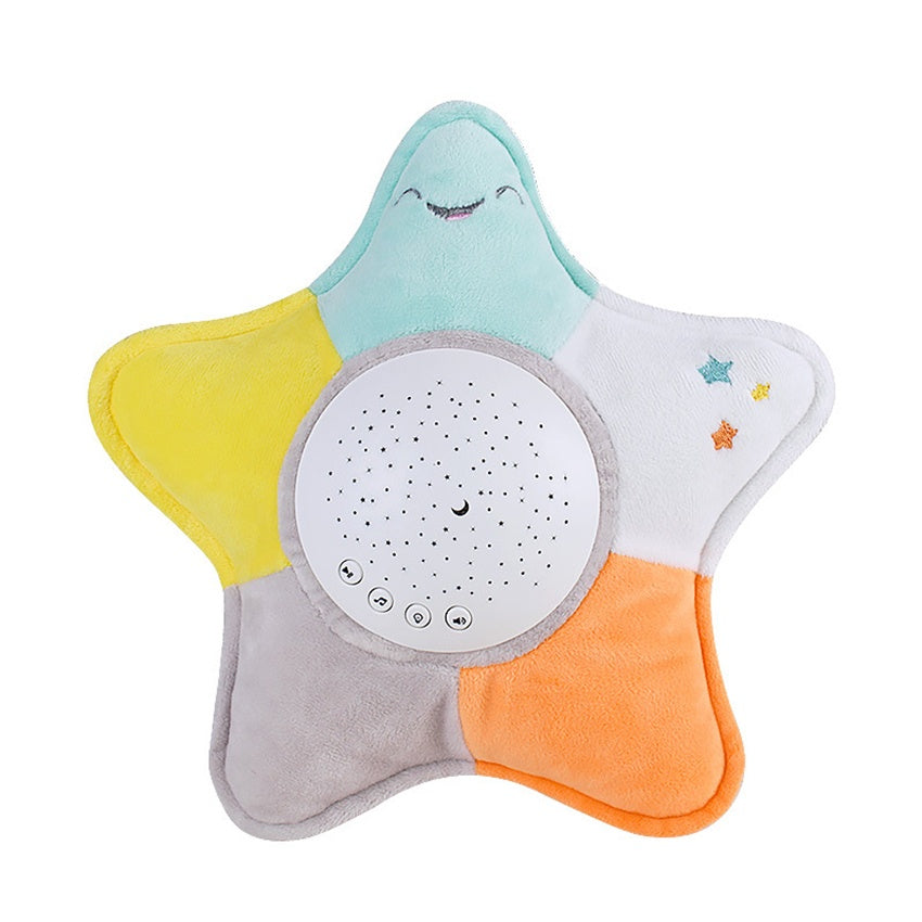Five-pointed star projection lamp baby soothing light-emitting music plush toy